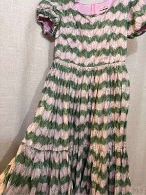 Pink and Green Patterned Midi Dress